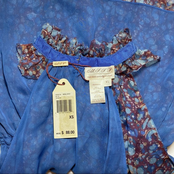 NWT 100% Silk Max Studio Floral Halter Neck Top Women's Size XS - Picture 4 of 6